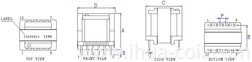 High Voltage Flyback Transformer Ee22 Ferrite Core Flyback Current Power Supply Transformer